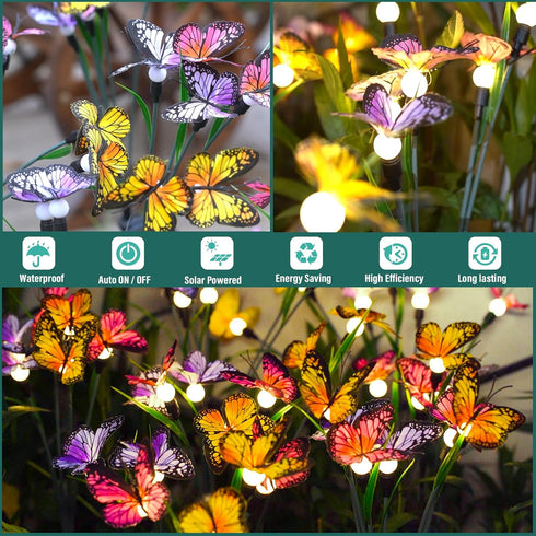 TONULAX Solar Garden Lights, Newest Swaying Butterfly Light, Outdoor Lights for Yard Patio Pathway, 2 Pack