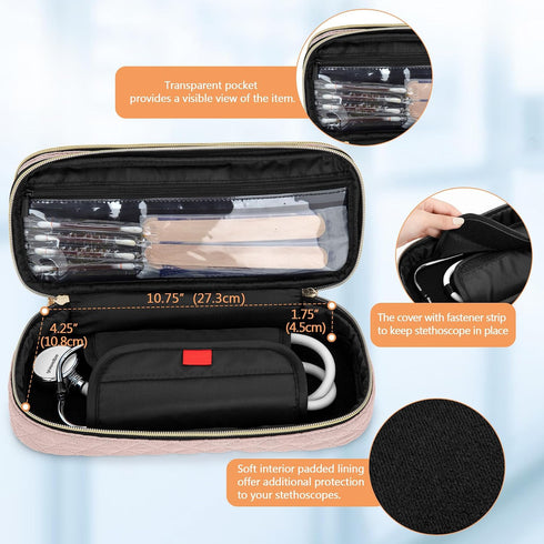 3M Damero Double Layer Stethoscope Case Compatible with Littmann/ADC/Omron Stethoscope, Stethoscope Carrying Case