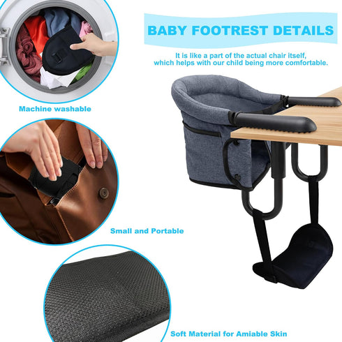 Baby Footrest Compatible with Inglesina Fast Table Chair, Adjustable Foot Rest for Clip-On Table Chair with Tray
