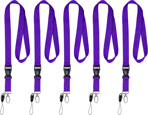 Wisdompro Office Lanyard, 5pcs 23 inch Polyester Neck Strap with Detachable Buckle for Phones, Purple