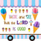 CY2SIDE 73PCS Ice Cream Taste and See That the LORD is Good Christian Cut-outs for Classroom Bulletin Board Border