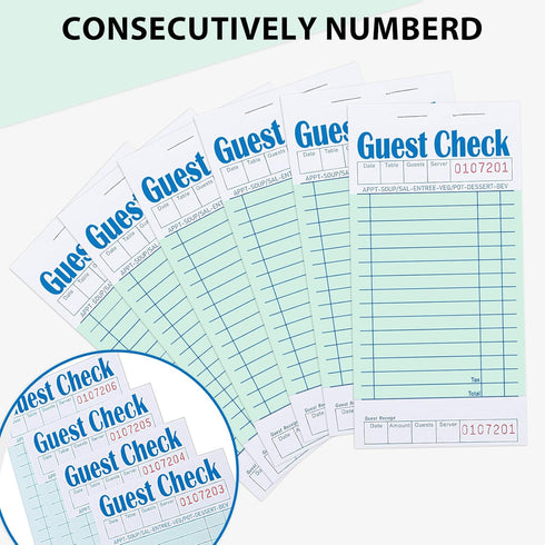 30 Pack Business,1500 Guest Checks for Servers, Server Note Pads Waitress Check Pads with Bottom Receipt, Waitress