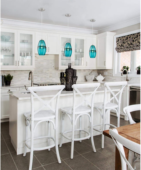 6366300, Westinghouse Brushed Nickel Finish with Turquoise Glass Soren One-Light Indoor Mini Pendant, one Size