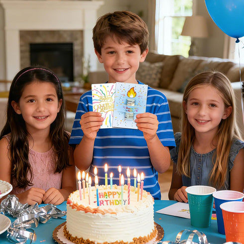Unique Gold Foil Candle Birthday Card, DIY Assemble Money Holder Greeting Card with Envelope, Fun Handmade Craft Card