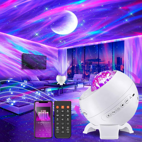 Northern Lights Projector,300+Lighting Modes Galaxy Projector for Bedroom,15 White Noise&Bluetooth Galaxy Projector