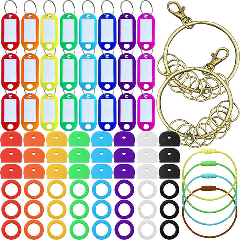 Daily Treasures 78Pcs Key Caps Tags Covers Set, 48Pcs Plastic Key Identifier Covers & 24Pcs Plastic Tags