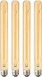 4 Pack LEOOLS T300 Vintage LED Filament Bulb, T10 6W Dimmable, 11.8inch Long Tubular Vintage LED Light, E26 Medium Base