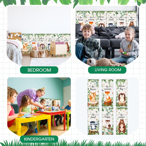 Jetec 6 3D 15.75 7.87 Inch Pcs Anti-Collision Wall Padding for Kids Playroom x Peel and Stick Padded Panels for Bedroom