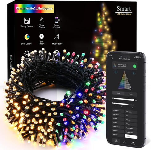 BrizLabs Smart Christmas Lights, 33FT 100 LED Color Changing String Lights APP/Voice