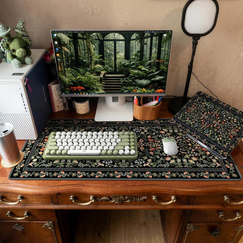 iCasso Desk Mat for Keyboard and Mouse, Large Mouse Pad, Desk Pad Mat, Anti-Slip Big Mousepad with Stitched Edges