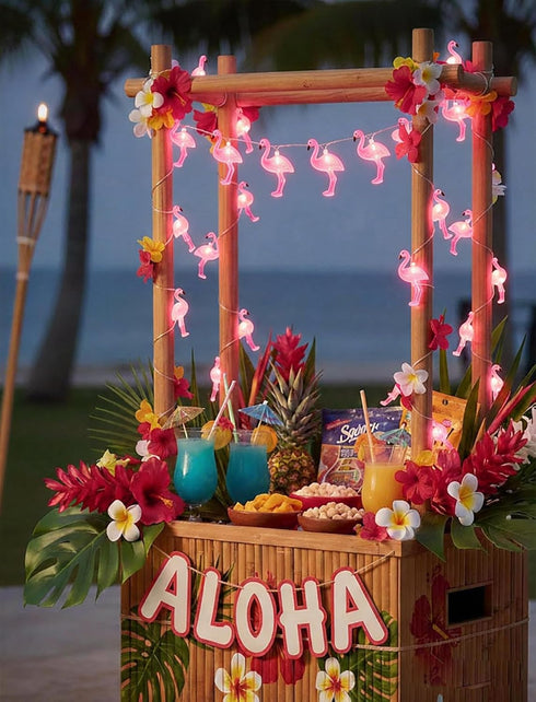 Summer 8.5Ft Themed Pink Flamingo String Lights, Tropical Beach Flamingo Decor Lights, Indoor/Outdoor Party Lights