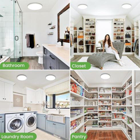 9 Inch 24W 2400lm 3 3000k/4500k/6000K (1Pack, zemty LED Ceiling Light Flush Mount Super Slim Ceiling Lights with Color