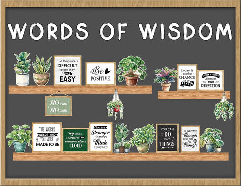 Bookshelf Bulletin Board Set, 45 Pcs Classroom Bulletin Board Decorations Inspirational Cutouts