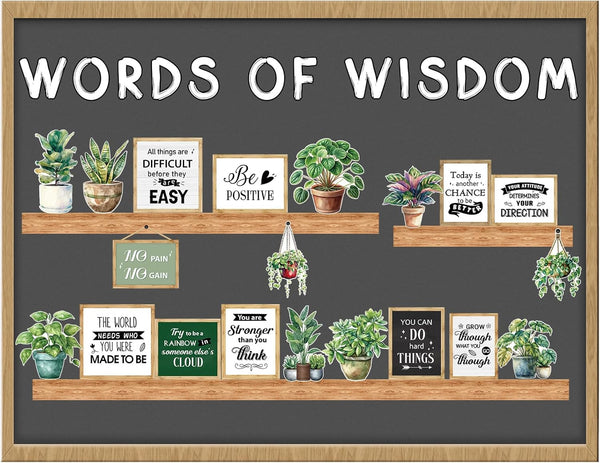 Bookshelf Bulletin Board Set, 45 Pcs Classroom Bulletin Board Decorations Inspirational Cutouts