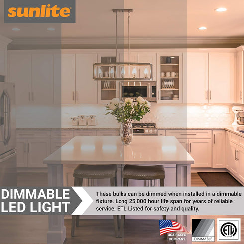 B11 Bulb 4.5 (40w 300 (E26) Dimmable, 2700K 6 Pack, 6 Sunlite LED Torpedo Tip Chandelier Light Watts Equivalent)