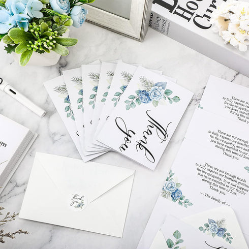 50 Set Fumete Funeral Thank You Cards with Envelopes and Stickers Thank You Sympathy Cards with Meaningful Message