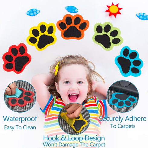 Outus 18 Pcs Paws Carpet Markers, 5'' Paw Floor Markers for Teacher Supplies School Decoration