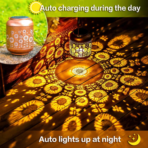 Sunflower Solar Lanterns Outdoor Waterproof Hanging Solar Lights Sunflower Gifts for Women/Men/Sunflower Lovers Gifts