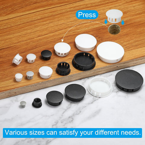 PATIKIL 18mm Plastic Hole Plugs, 30Pcs Round Hole Plugs Cover for Table Kitchen Cabinet Furniture, Black