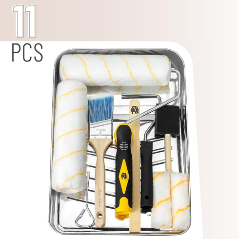 Set 11 9" 4" Bates Paint Tray - pcs Kit with & Rollers, Small Roller, Trays & Covers for House Painting