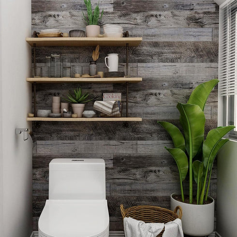 Yun-aeon Gray Wood Peel and Stick Wallpaper 17.3" X 236" Self-Adhesive for Bathroom and Furniture Renovation