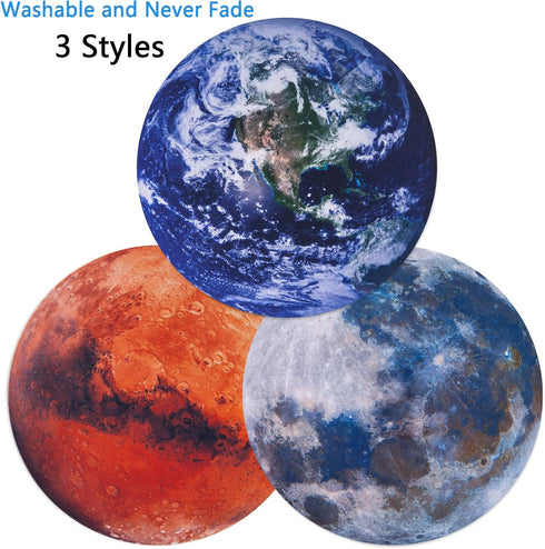 JIAMI HOME 3 Pack 7.9" Fun Planetary Mouse Pads Earth Moon Mars Cute MouseMat for Home Office Work Desk Computer Laptop