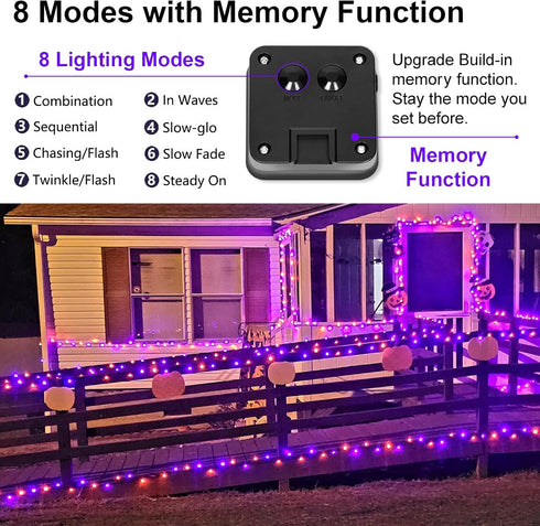 YAOZHOU Halloween Decor Outdoor Solar String Lights, 200 LED 66FT Waterproof 2 Pack for Garden, Patio, Fence