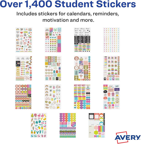 Avery Student Planner Stickers Pack, 30 Sheets, 1,452 Total, for School Planners, Journals, or Calendars
