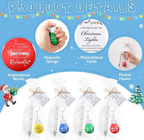 Landical 20 Sets Bulb Bulb Christmas Coworkers Gifts Employee Appreciation Gifts Bulk Light Stress Ball Keychains Pens