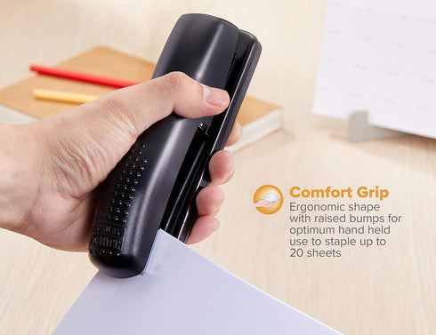 Bostitch Office Ergonomic Desktop Stapler, 20 Sheet Capacity, Black, 2-Pack