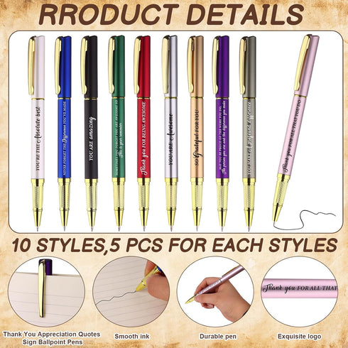BCVWEG 50 Set Thank You Staff Gifts Employee Appreciation Gift Bulk for Coworkers Motivational Pens with Thank You