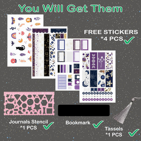 BUKE Dotted Journal, 150gsm Black Paper, 5 * 5mm DOT GRID Layout, 160 Pages, A5 PU Leather Hardcover (Purple)