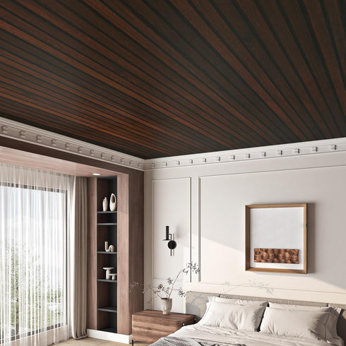 15.8"x80" FunStick Brown Slats Wood Wallpaper Peel and Stick Removable Walnut Wood Contact Paper for Cabinets Peel