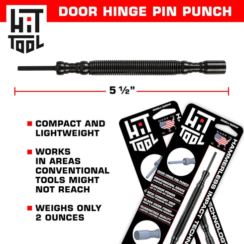 Door Hinge Pin Removal Tool Spring Driven Remover with Steel Faced Hammer Punch Set.