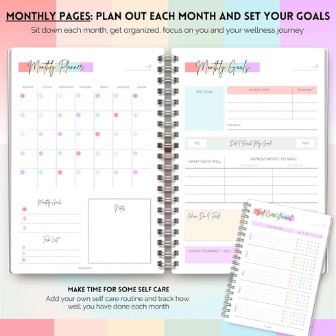Wellness Journal & Self Care Planner - 90 Day Health, Fitness, Gratitude, Mindfulness, Wellbeing, Diet & Food Tracker -