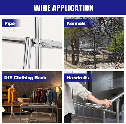 4Pcs Elbow 3 1" uxcell Corner Cross Structural Pipe Connectors Way End Rails Clamp with Wrench Stainless Steel Corner