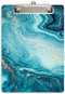 Hongri Plastic Clipboard, Standard A4 Letter Size Clip Board for Students, Teacher, Kids, Teal Marble Decorative