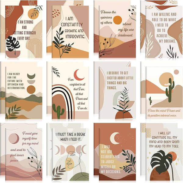 Tatuo 24 Pcs Positive Affirmation Notebooks, Inspirational Quote Small Motivational Journals for Women Men
