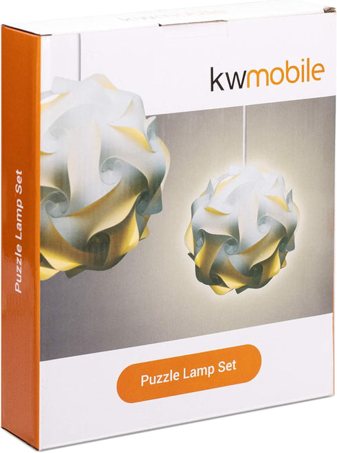 15.7" (40cm) 30-Piece 15ft kwmobile Hanging Puzzle Lamp Kit - Modern Ceiling Pendant Light with Shade to Assemble