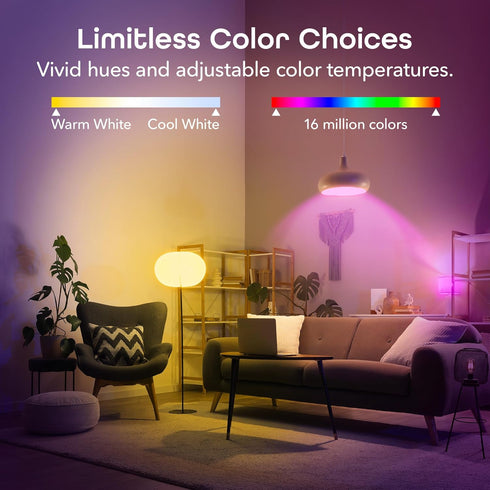 800 Dimmable Bulbs 2.4 A19 Bulb 2-Pack Geeni Prisma Smart Light with GHz Wi-Fi Connectivity Color-Changing & Tunable