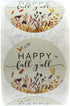 Happy Fall Y'all Stickers - 1.5 Inch Autumn Leaves Circle Labels - 500 Thanksgiving Floral Labels Per Roll