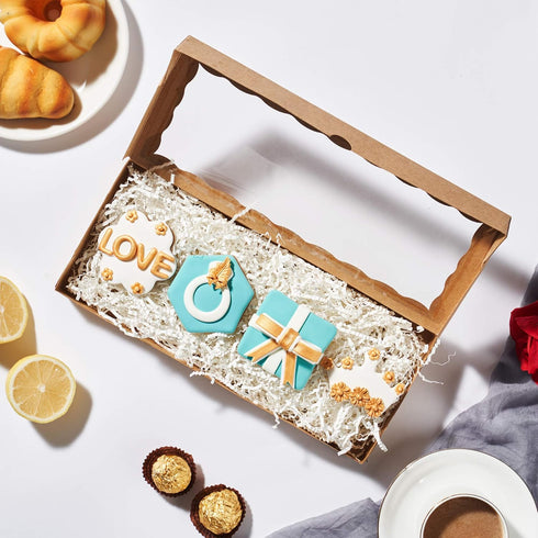 4PCS Premium Kraft Brown Cookie Boxes, 12 x 5 x 1.5 inches Bakery Box for Holiday Cookie Gift Sets
