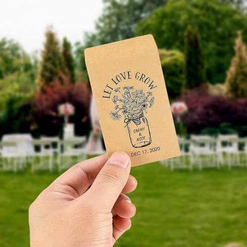 CINPIUK Wedding Favor Seed Packets, 100PCS Let Love Grow Self Adhesive Packets for Rustic Wedding Favors