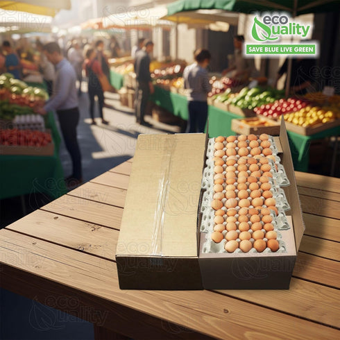 ECT32 30 Dozen 30 (15) Corrugated Export Egg Boxes with Handles - Fits Eggs - DZ Stock (NO EGGS)