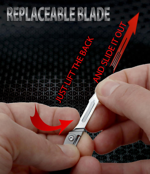 Titanium Keychain Knife with 10 Replaceable Razor Blades, Mini Folding Scalpel Pocket Knife