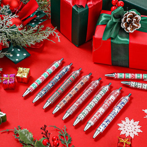 Cholemy 200 Pcs Christmas Pens Bulk, Xmas Theme Ballpoint Pens, 0.7mm Black Ink for School Office Home Gift