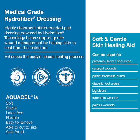 ConvaTec AQUACEL Extra Hydrofiber Absorbant Dressing, 2"x2", for Moderate to Highly Exuding Wounds, 10ct Box