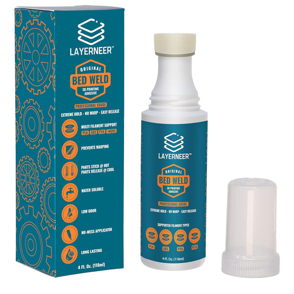 3D Printer Adhesive Glue Bed Weld Original, Strong Grip for ABS, ASA, PLA, and PETG Filament, 118ml