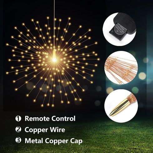200 LED Starburst Sphere Lights, Firework Lights Battery Powered, Waterproof Hanging Lights for Gardens and Christmas
