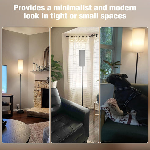 3 Bulb, 64" Ambimall Floor Lamp for Living Room with Color Temperatures Standing lamp with Linen lampshade for Bedroom